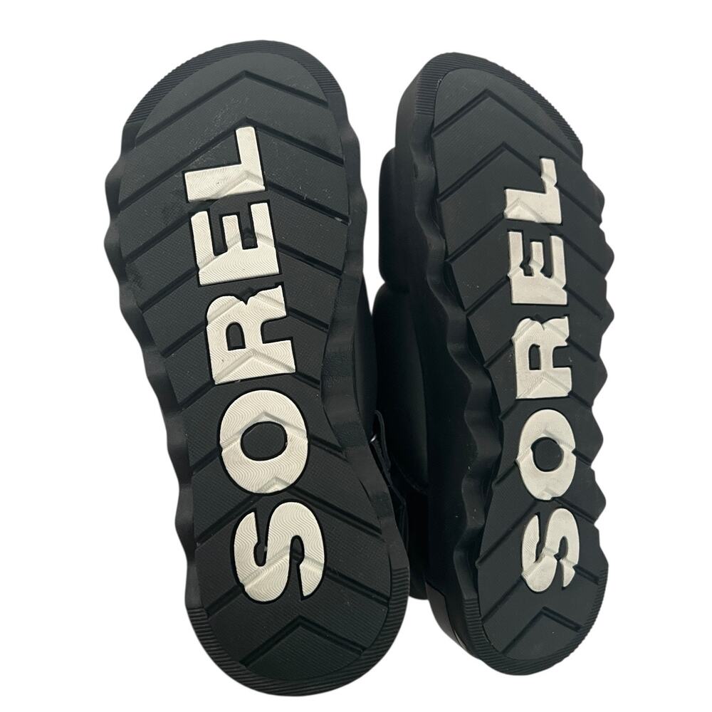 Sorel Viibe Slingback Flat Puffy Black Leather Sandals Size 11 - Picture 10 of 10